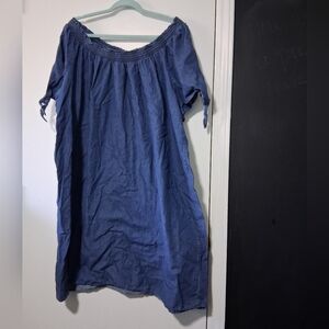 Terra & Sky Navy Smocked Off The Shoulder Dress Size 3X